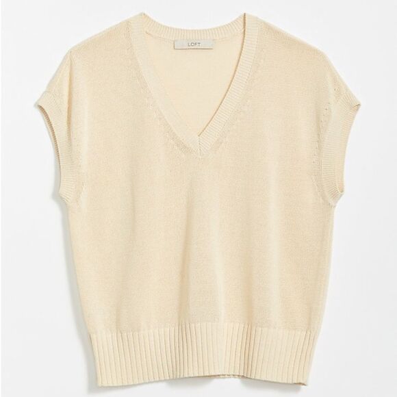 Loft Blush Pink Rose V Neck Sweater Tee/ Sweater Vest - Picture 1 of 11